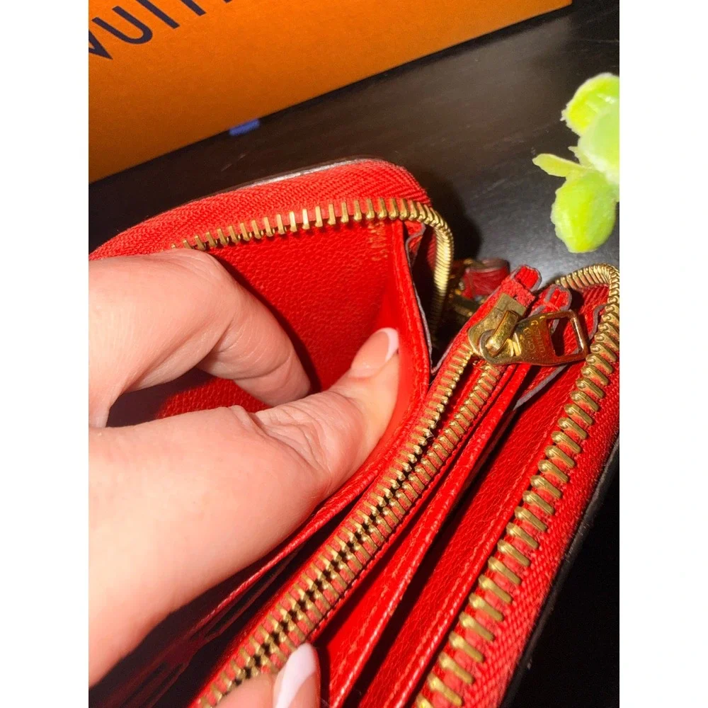 Louis Vuitton‎ Zippy Wallet Monogram Empreinte Leather Red Authentic